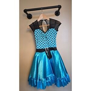 Weissman blue and black polka dot dance costume adult‎ size small